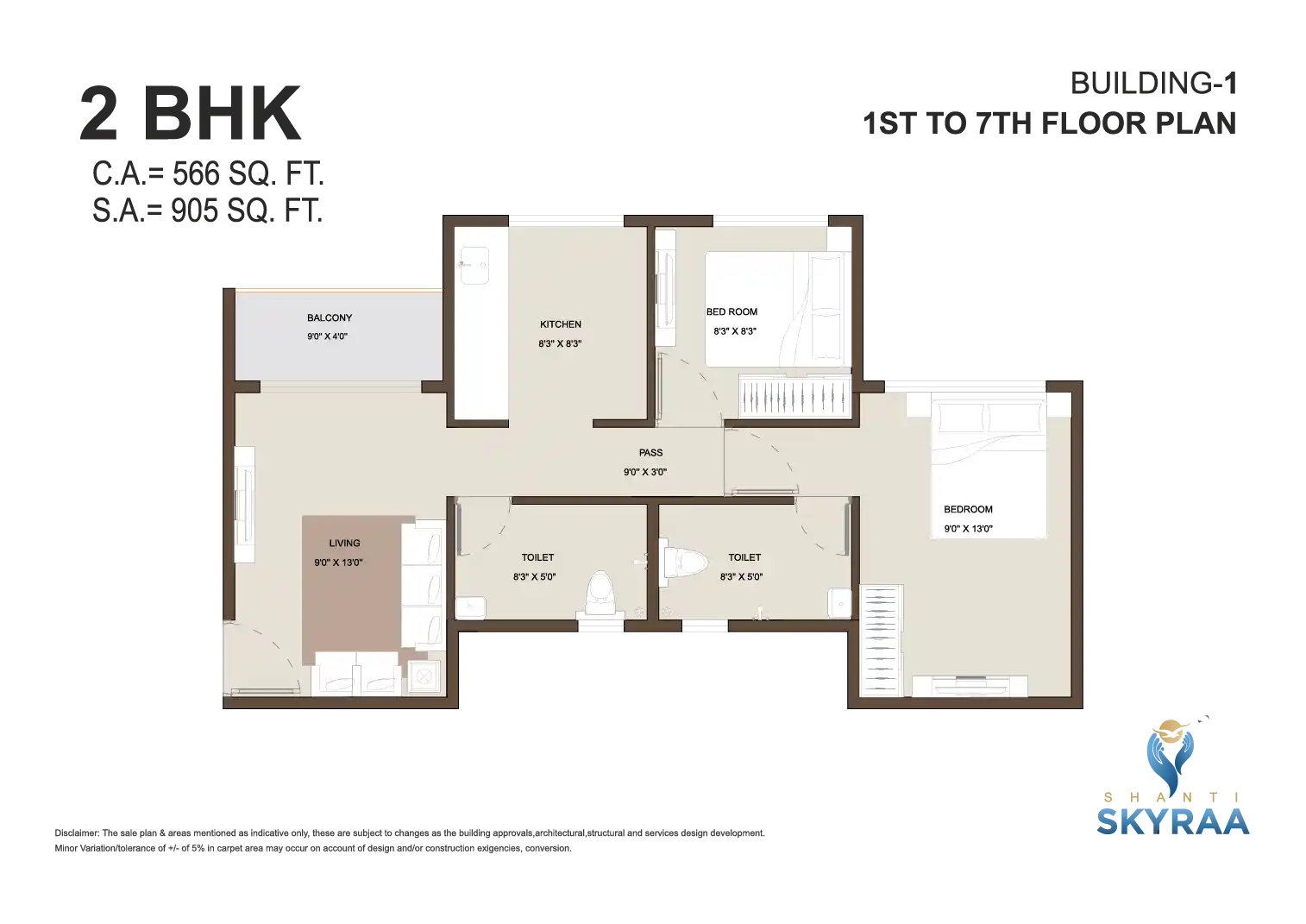 2 BHK- Shanti Skyraa